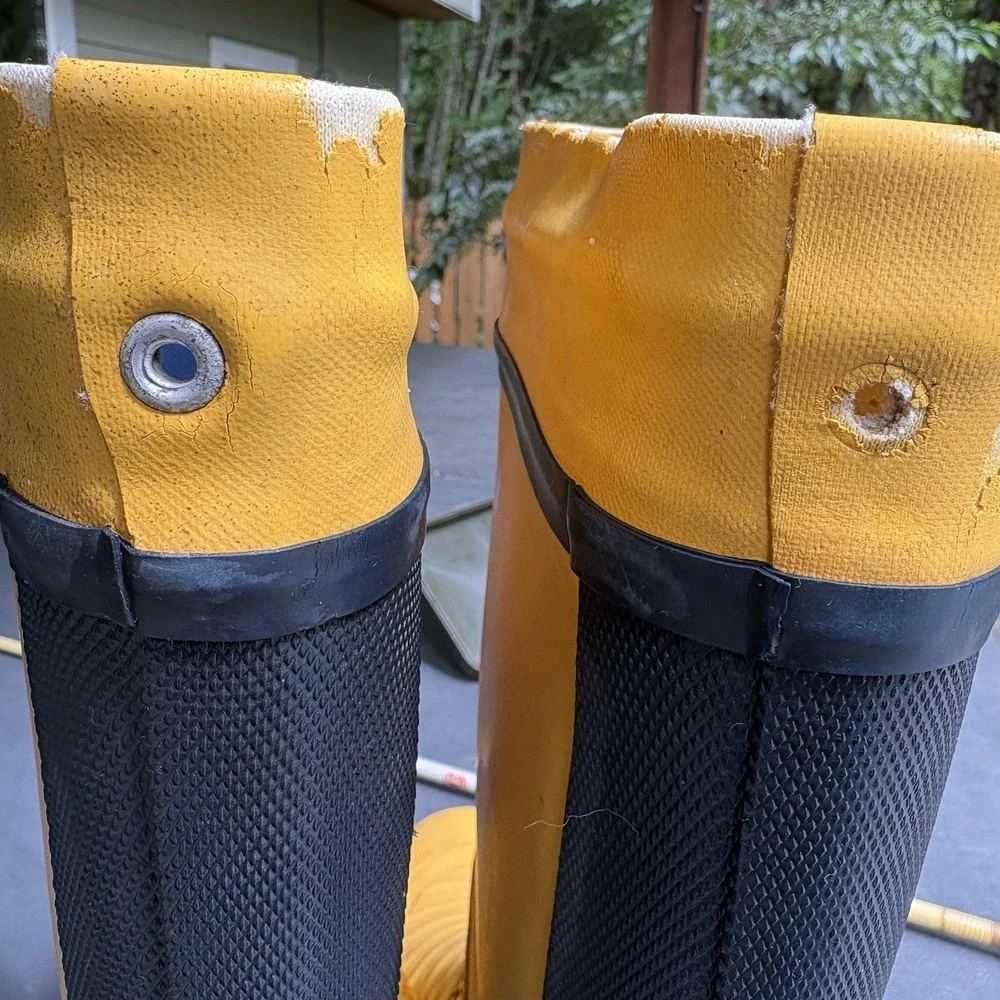 Vtg West Marine Tall Sea Boots Yellow Rubber Offshore Sailing Deck Boots Mens 13